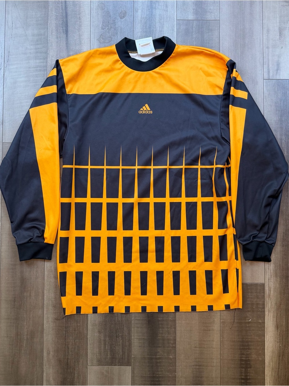 Vintage 90s Adidas Goalkeeper Jersey Mens S Soccer Football Goalie Black Orange